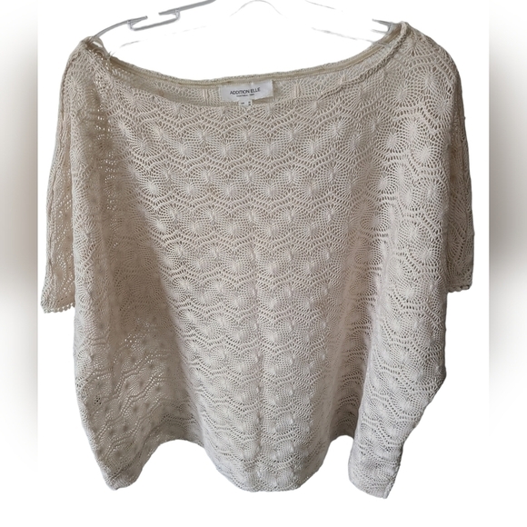 ADDITION Elle Beige Crochet Short Sleeve Sweater Top Size 3X - Picture 1 of 6